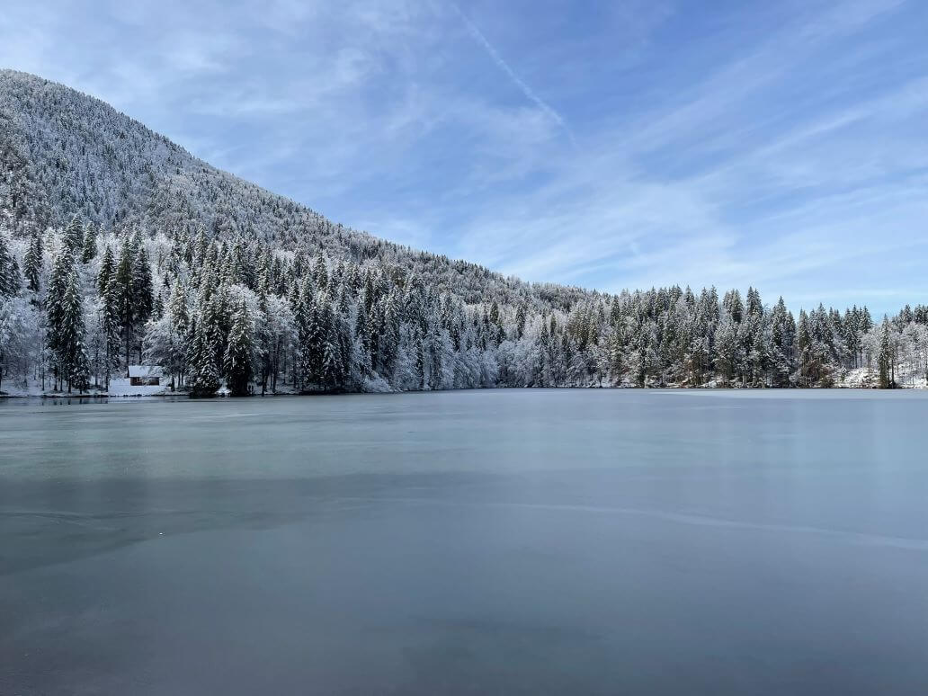 lago inferiore di fusine in inverno